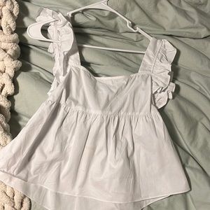 Selling white flowy tank top!!!